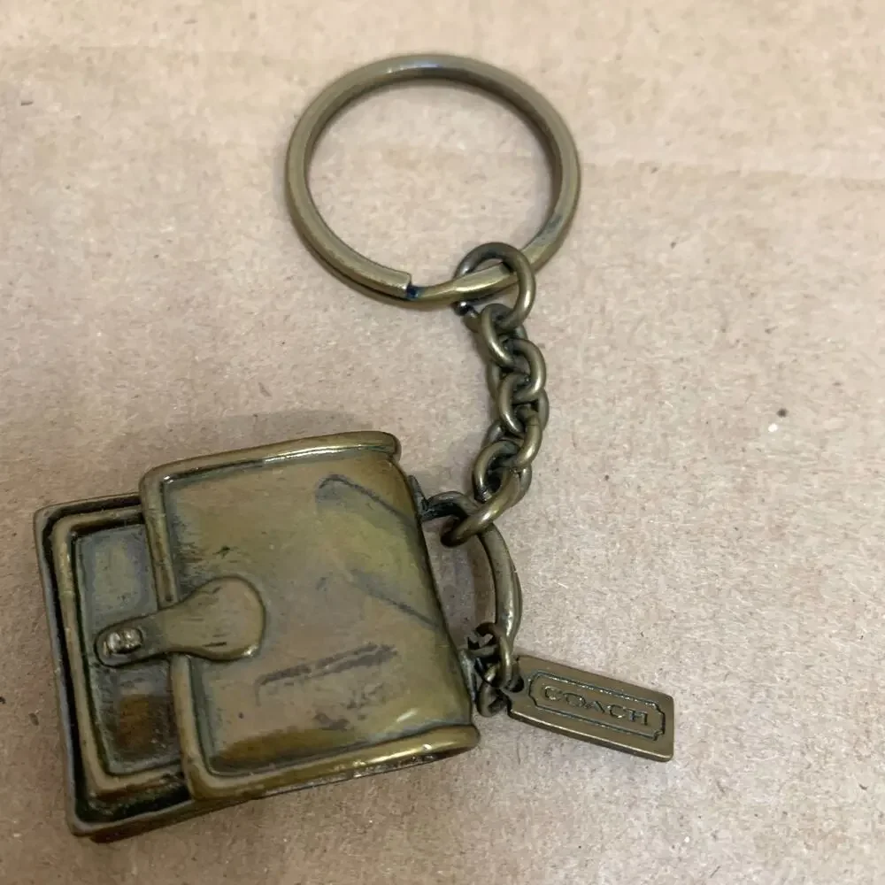 Authentic COACH Rare Vintage BRASS Bronze City Bag Key Ring Fob Charm FS170